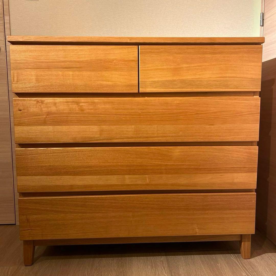 【希少廃盤品】MUJI無印 オーク材 4段チェスト 脚付　幅80奥行40高さ83