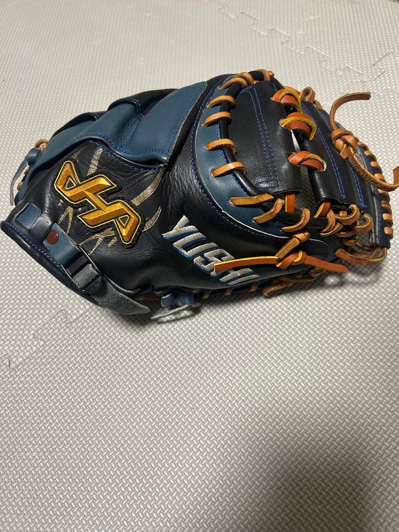て*ん様 YUSHI 硬式グローブ 青/黒　キャッチャーミット