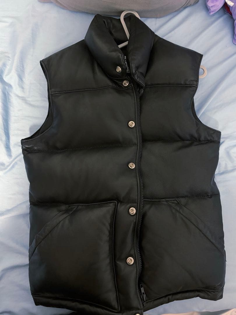 Schott ダウンベスト 羊革 ブラック USA 製 Sサイズ