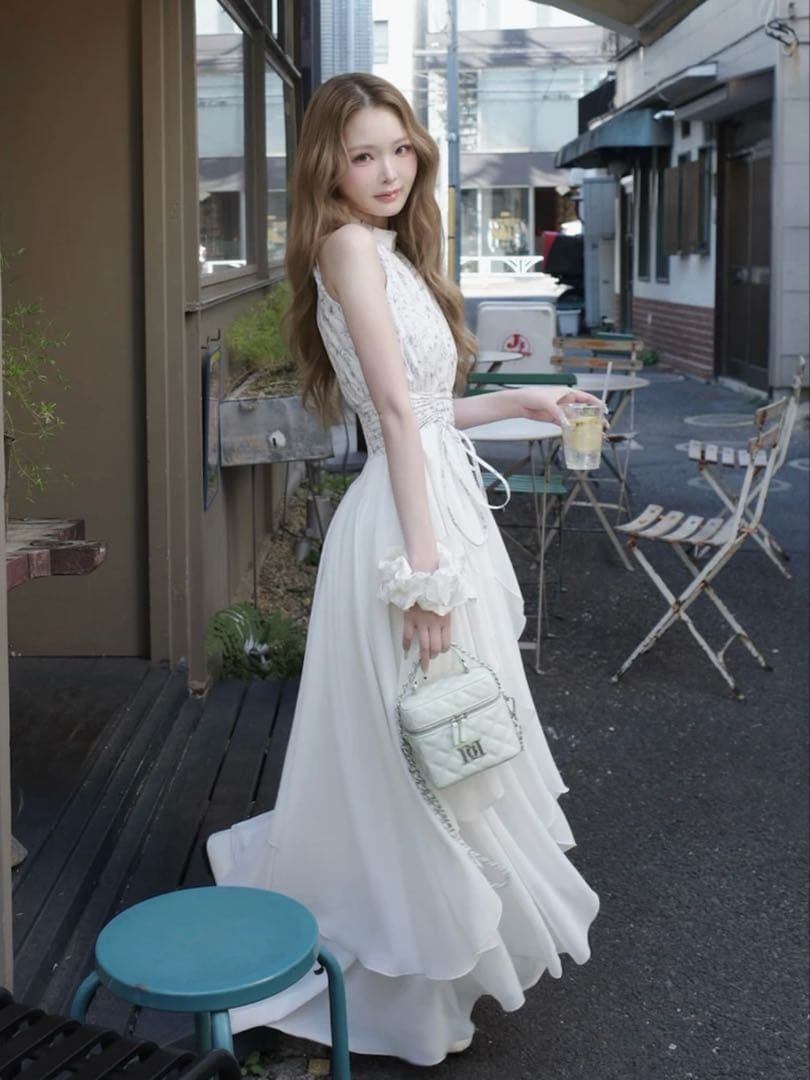 新品・未開封♡Darich♡アメスリギャザーシフォンロングワンピース(Free)