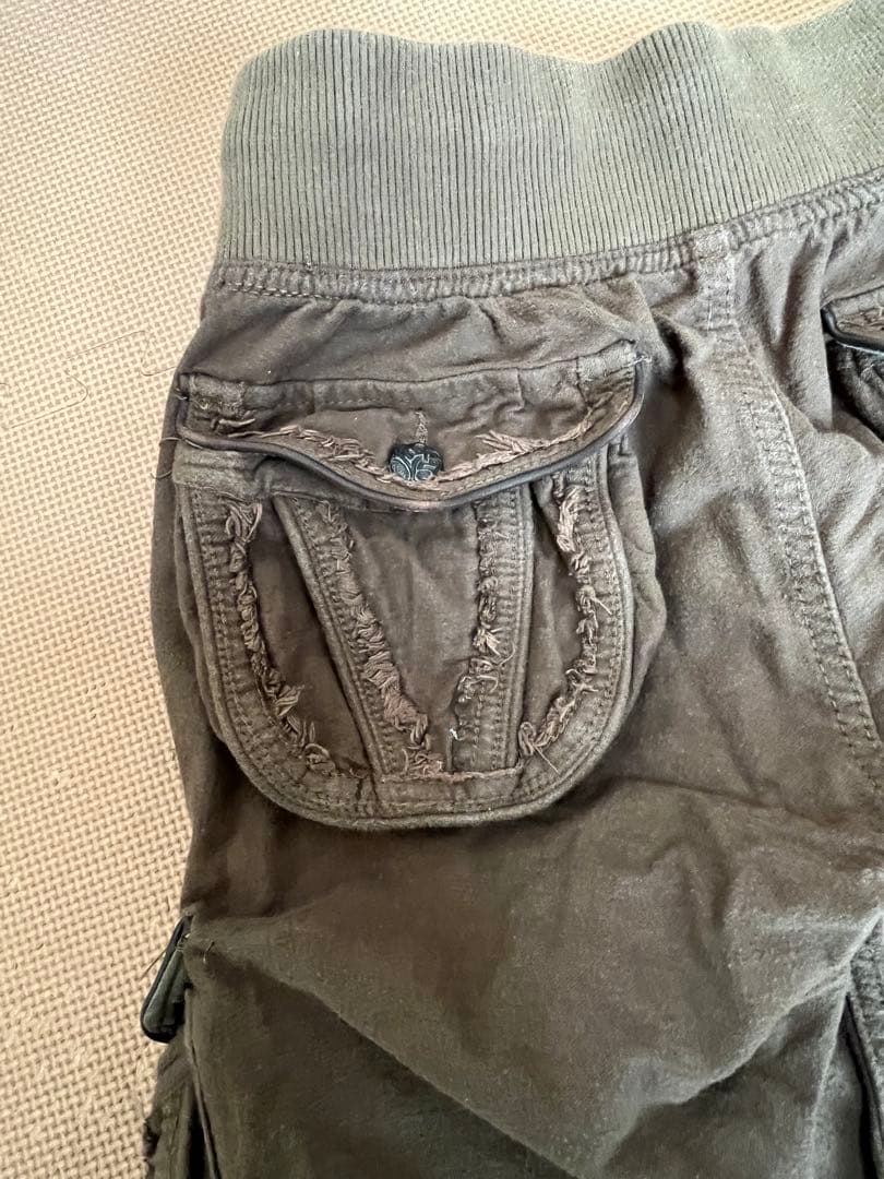 G.O.A ラビットファー付き　ヴィンテージ カーゴパンツ カーキー　goa