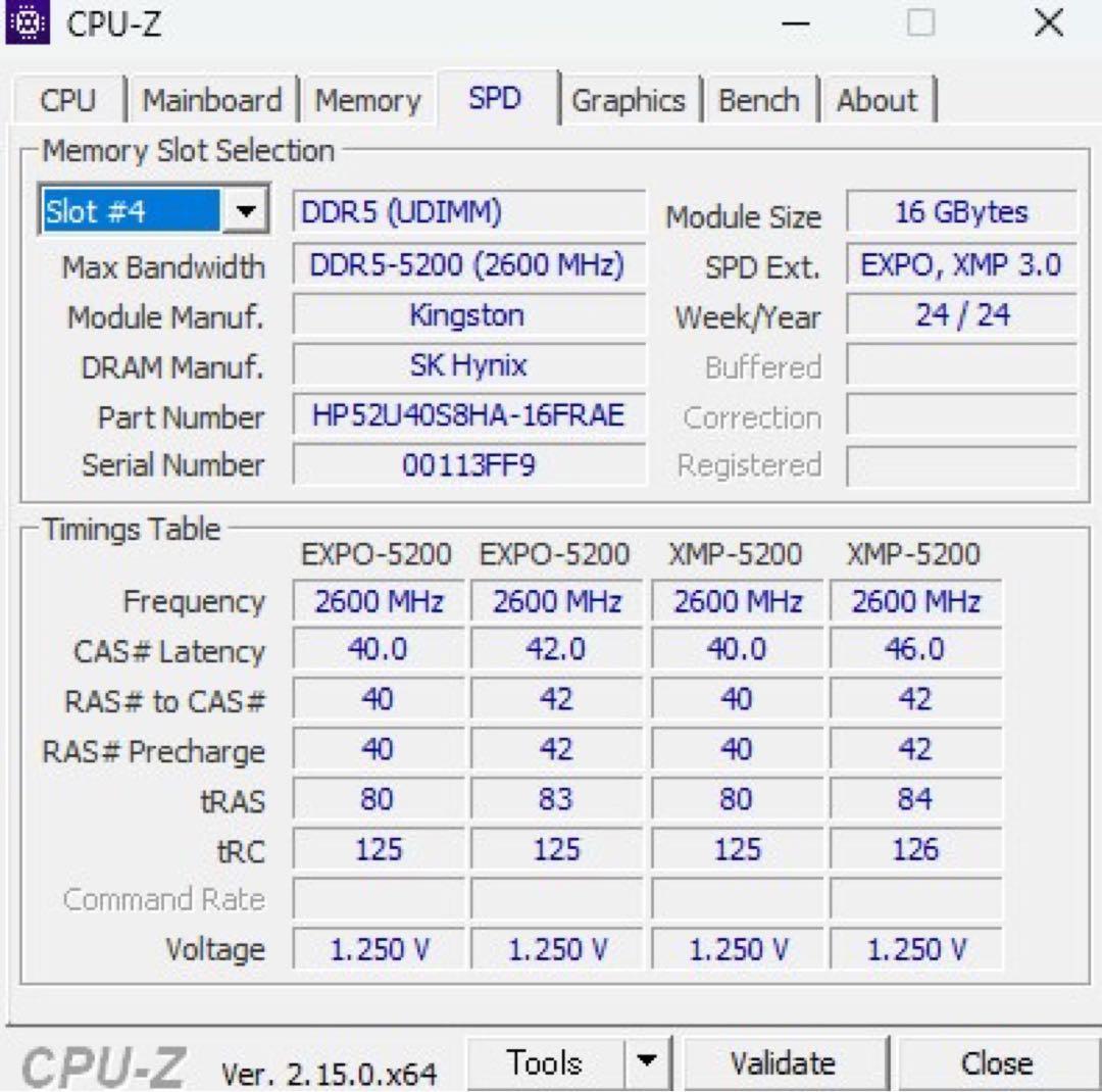 Kingston製 DDR5 メモリ 16GB × 2（合計32GB）