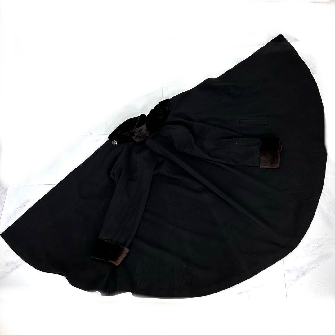 高級 裾周り311cm シェアードミンク襟 カシミヤ コート ブラック