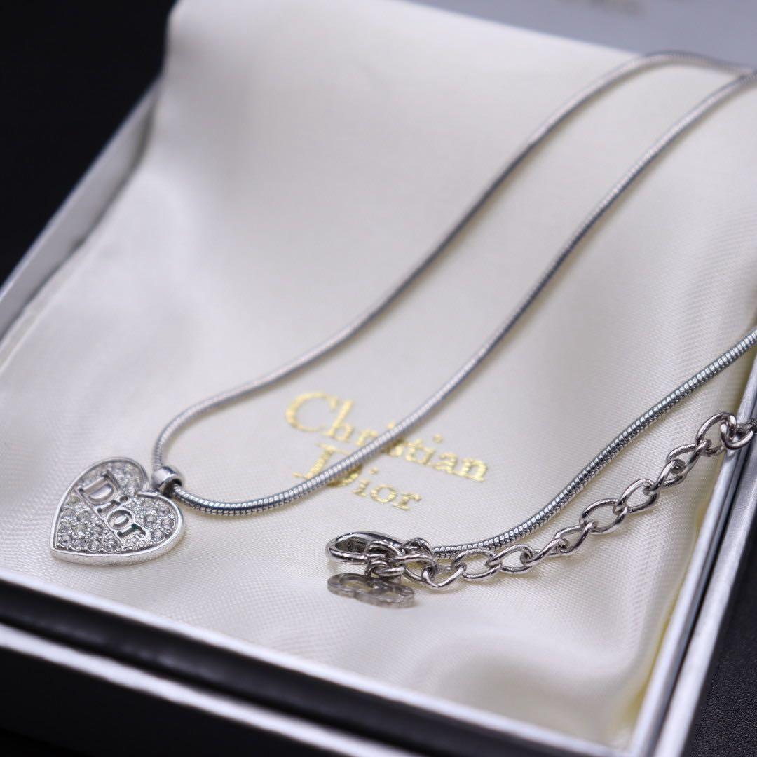 美品♡Dior ハート ストーン ネックレス ヴィンテージ