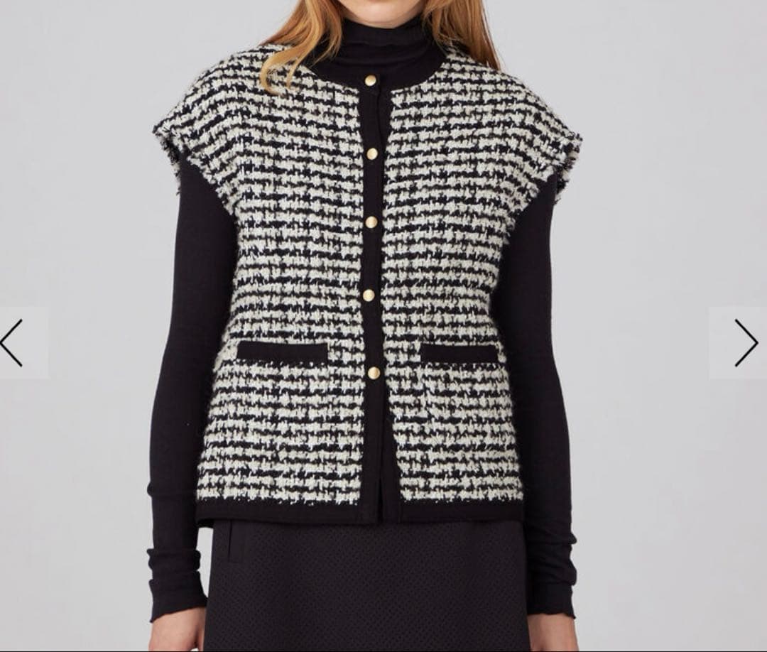 Ballsey ニットコンビツイード フレンチスリーブジレ 36