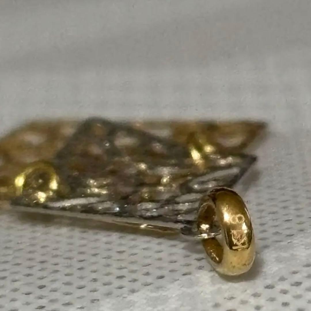 18金 k18 コンビカラー　透かし模様　リバーシブル　ペンダントトップ