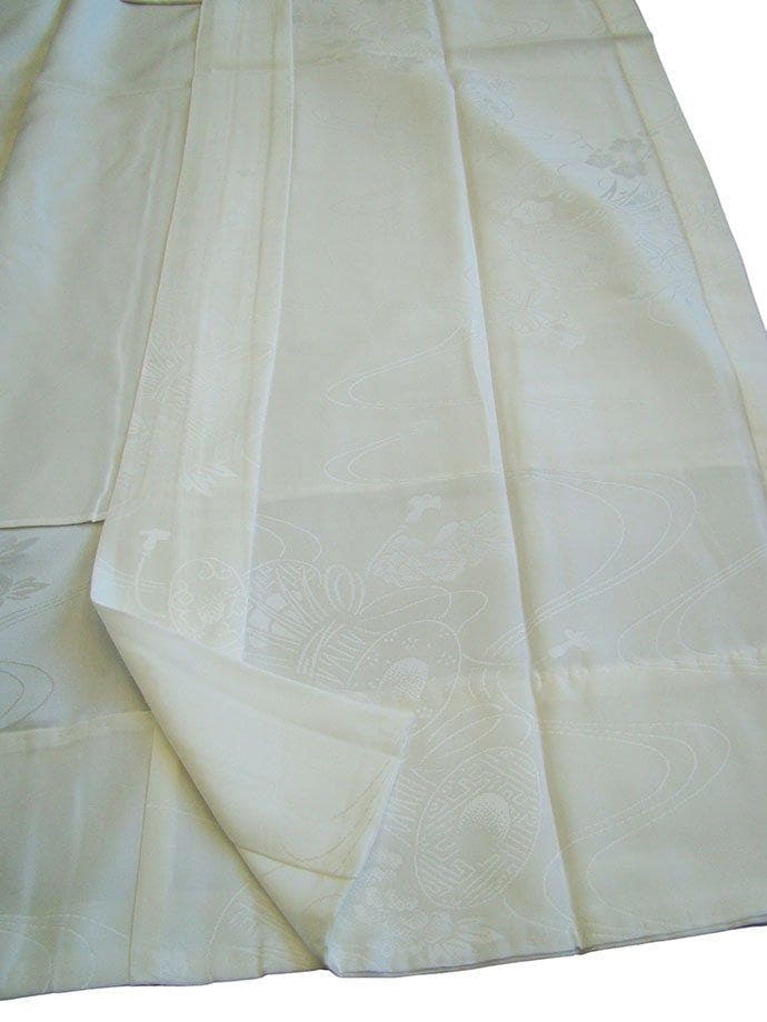 ロング寸 倫子 白地 長襦袢 正絹 居敷当て付 未使用 ～168cm Jｓ735