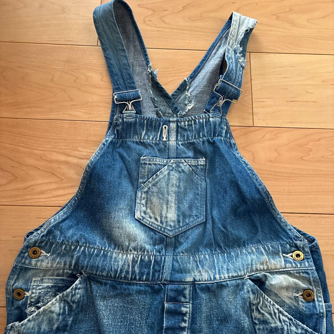 ユニオンサプライ/ブルー ダメージ加工オーバーオール 東洋