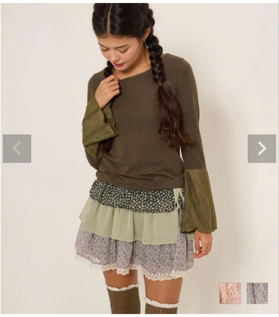 TINA:JOJUN フリルラップレイヤード ショートパンツ カーキ