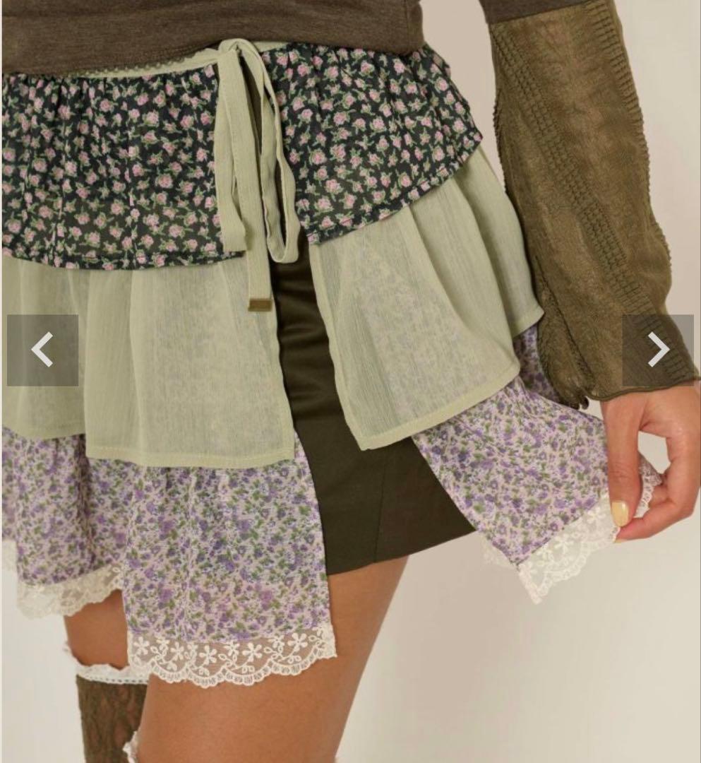 TINA:JOJUN フリルラップレイヤード ショートパンツ カーキ