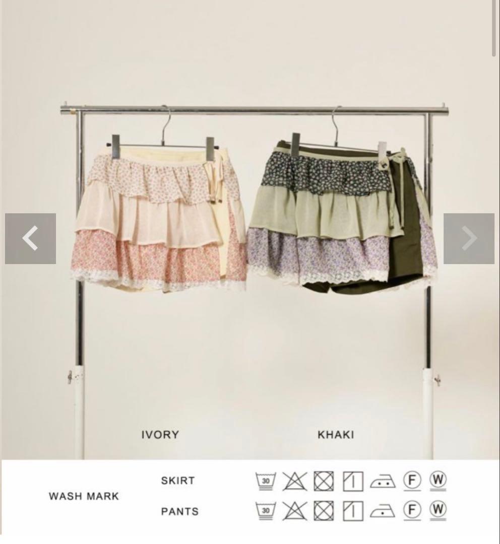 TINA:JOJUN フリルラップレイヤード ショートパンツ カーキ