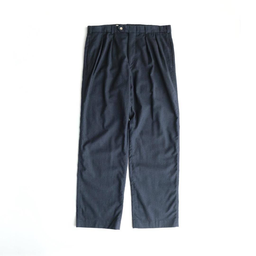 LANDS'END USA製 90s ウールツータックスラックス 紺 36