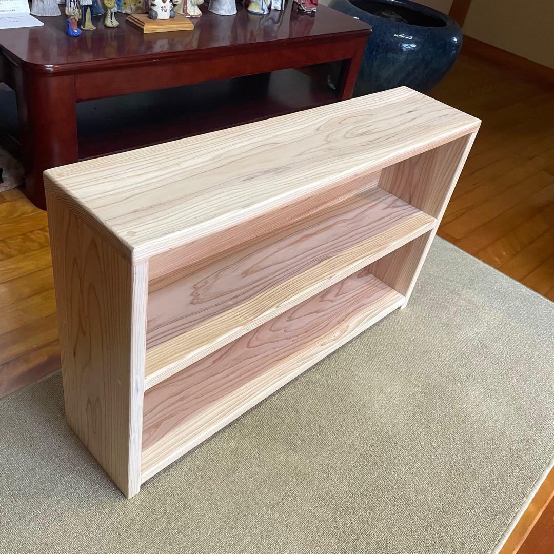 杉のハンドメイド 新作「角のない優しいシェルフ」無垢 収納 本棚 ラック