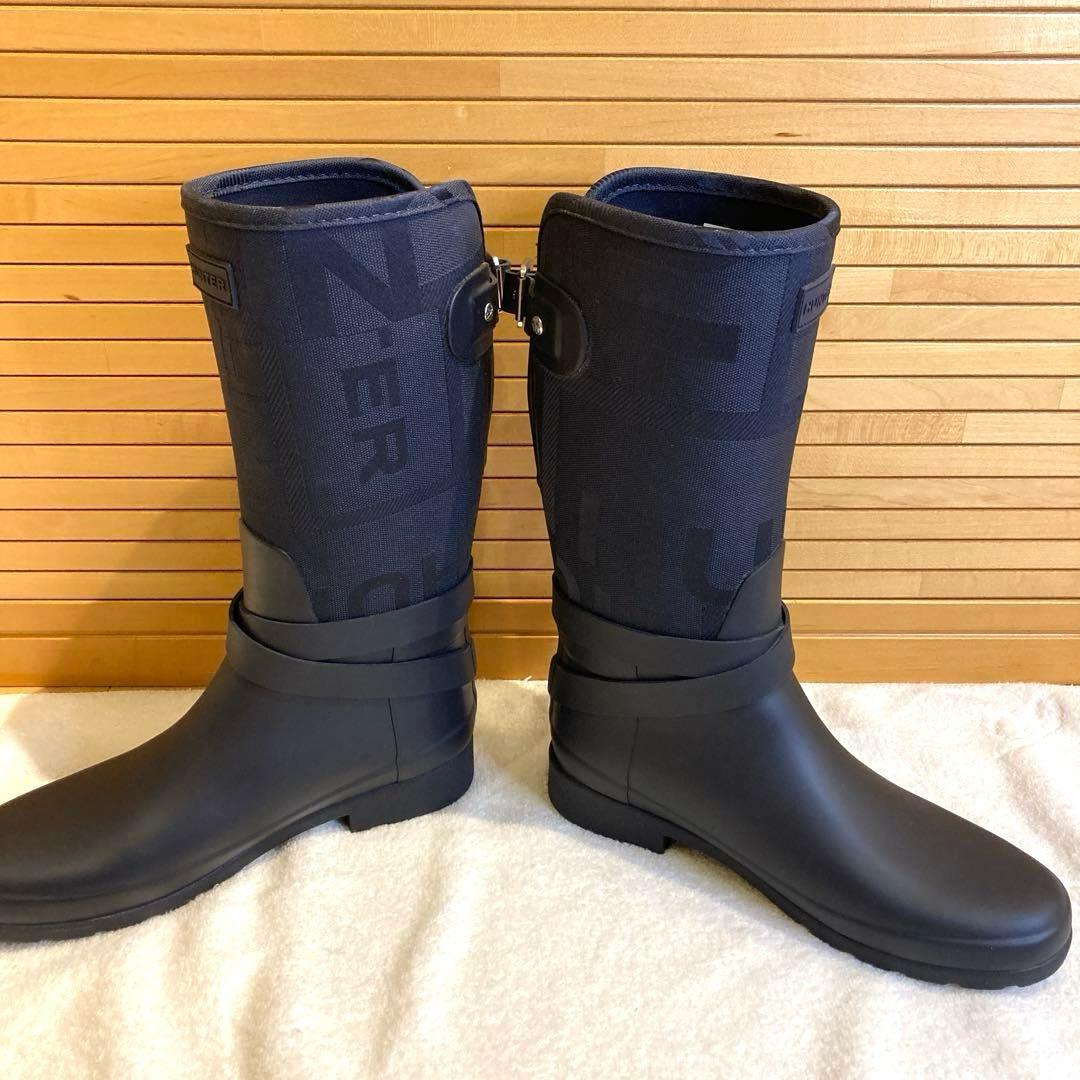 美品　HUNTER ハンター レインブーツ　リファインドジャガードトールブーツ