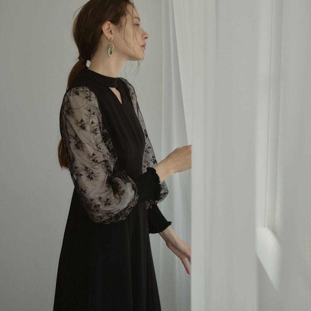 ANDRESD スリーブエンブロイダリードレス ワンピース 結婚式 お呼ばれ