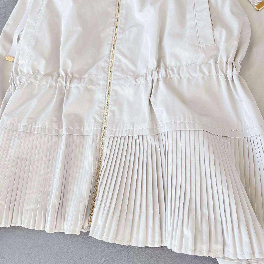 現行✨ANAYI 撥水タフタペプラムプリーツブルゾン　フード　36