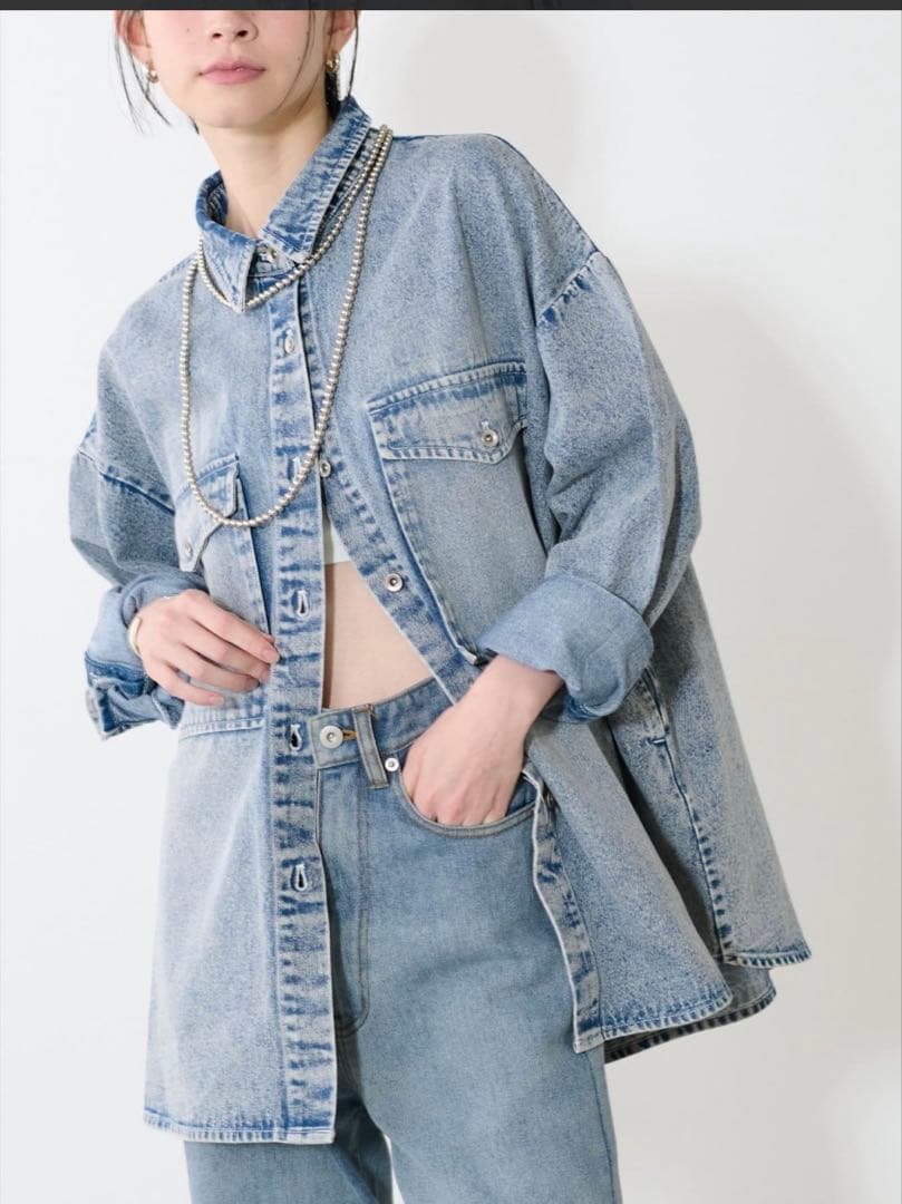 larutaオーバーデニムシャツ