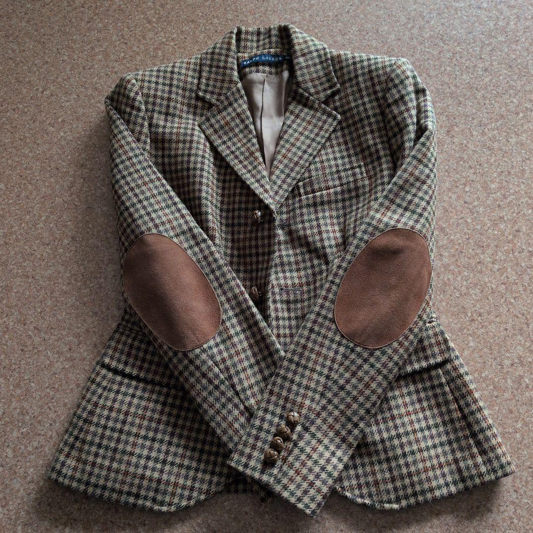ラルフローレン 千鳥格子 くるみボタン エルボーパッチ ジャケット