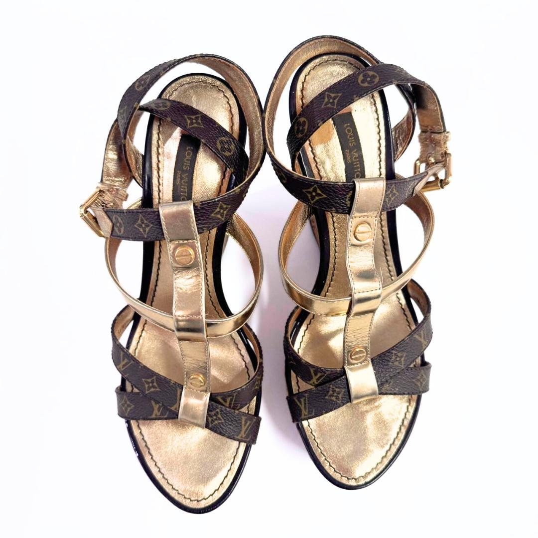 LOUIS VUITTON サンダル モノグラム ストラップ ウェッジサンダル