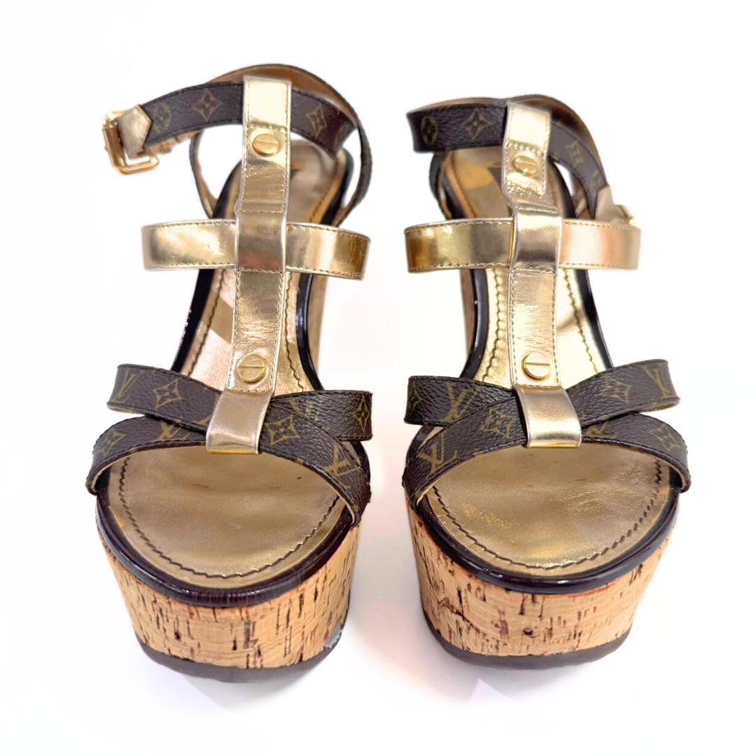 LOUIS VUITTON サンダル モノグラム ストラップ ウェッジサンダル