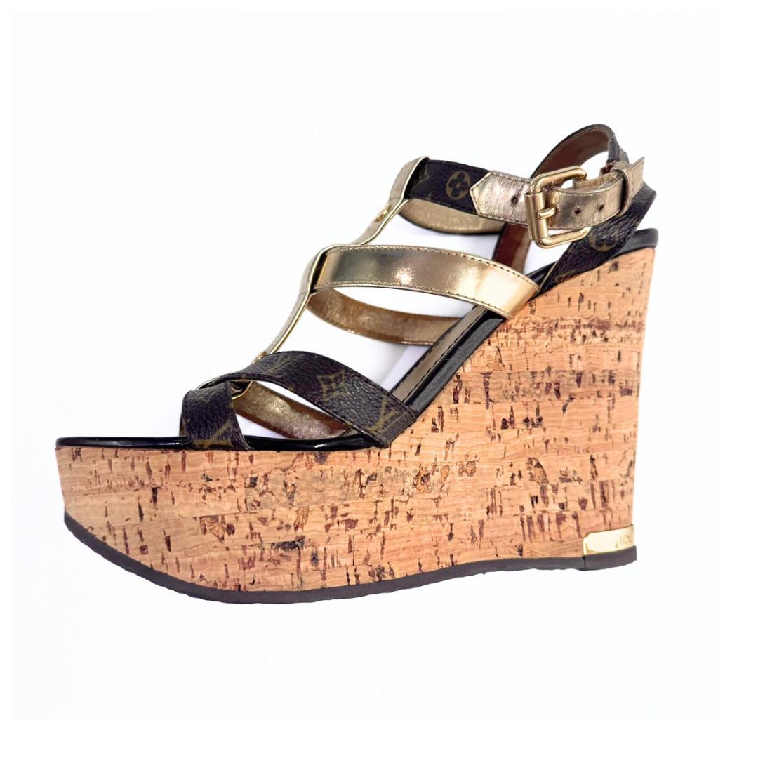 LOUIS VUITTON サンダル モノグラム ストラップ ウェッジサンダル