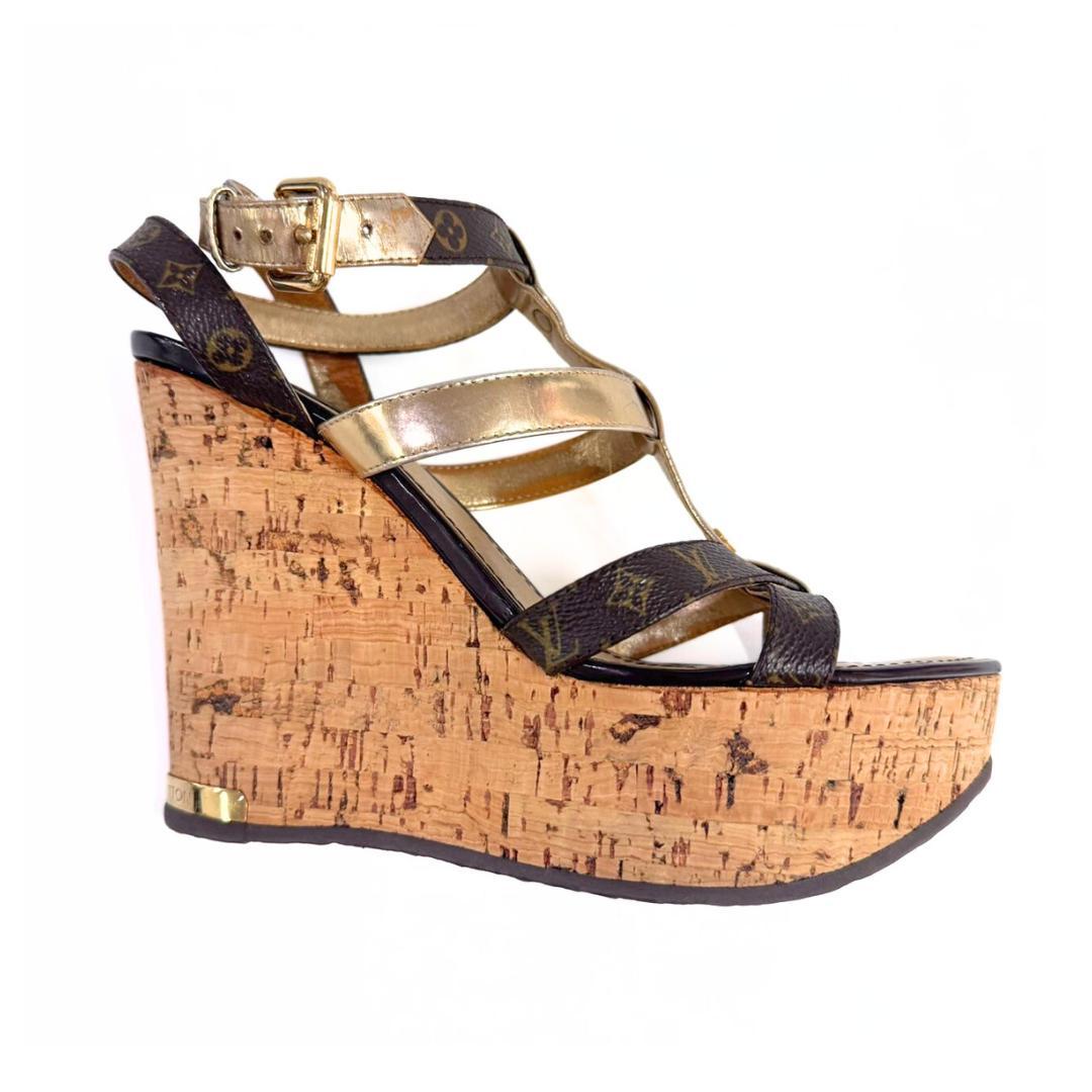 LOUIS VUITTON サンダル モノグラム ストラップ ウェッジサンダル