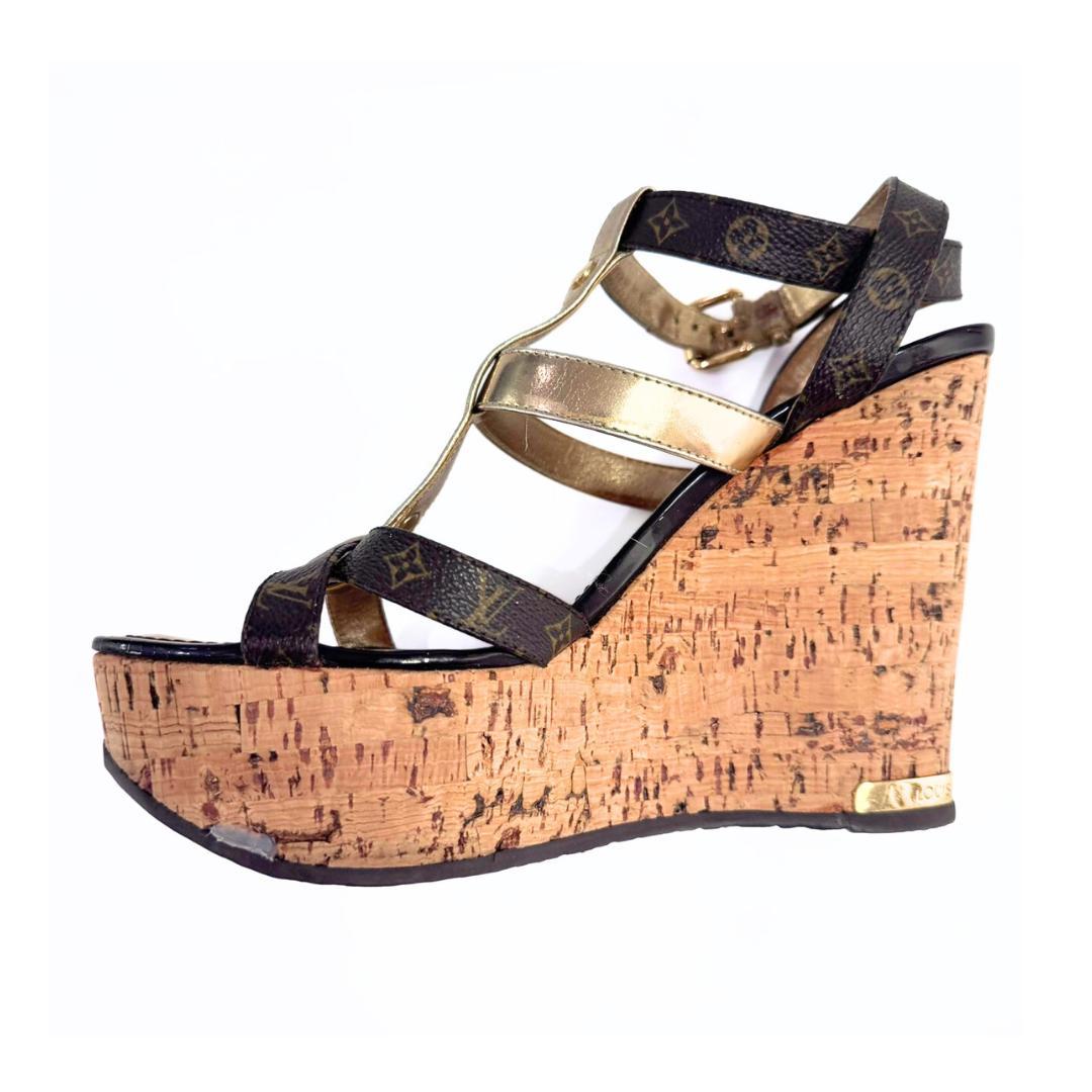 LOUIS VUITTON サンダル モノグラム ストラップ ウェッジサンダル