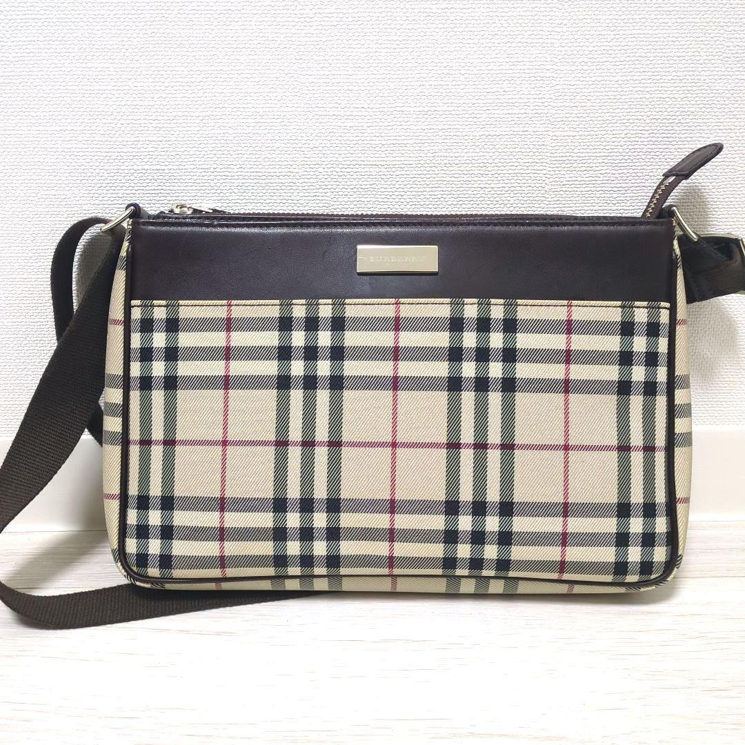 【美品】BURBERRY ノバチェック キャンバス レザー コンビ ショルダー