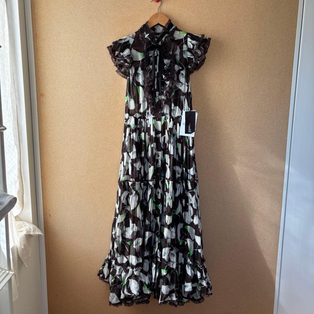 Sov. ソブ　2025SS　シフォンフリルワンピース　マキシ丈 インナー付き