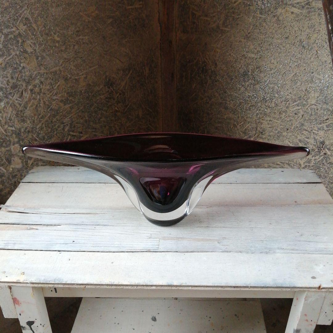 ガラス製　鍔広形池坊花器　55.5cm