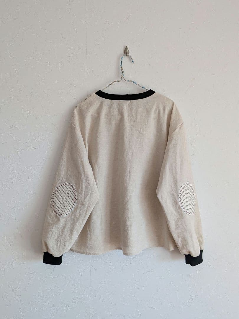 プルオーバー☆刺し子織り生地　ハンドメイド