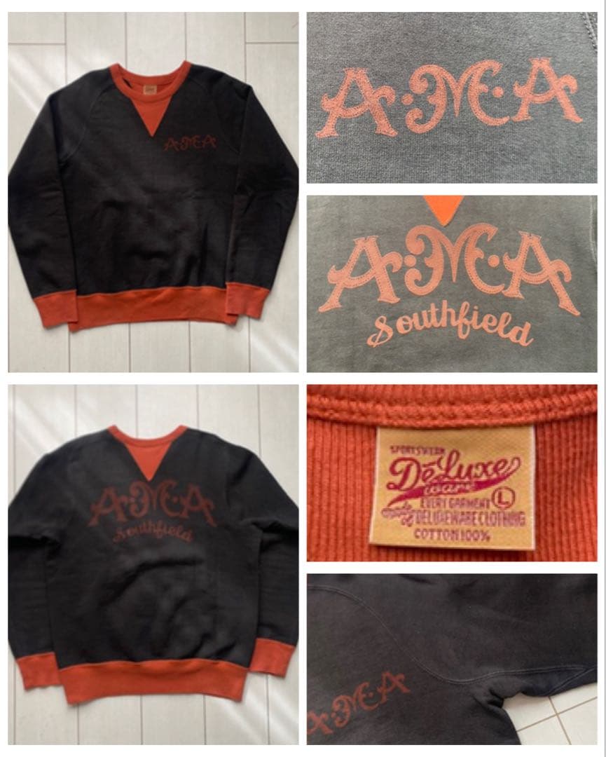 美品 deluxeware 両V フリーダムスリーブ ツートーン スウェット L