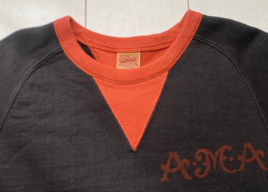 美品 deluxeware 両V フリーダムスリーブ ツートーン スウェット L