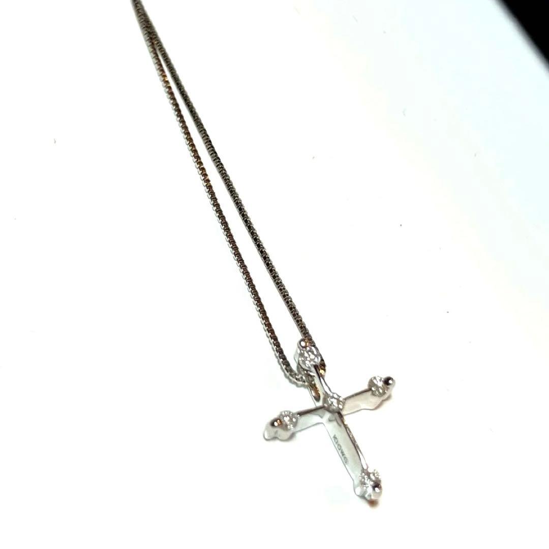 K10WG クロス ダイヤモンド ネックレス0.07CT