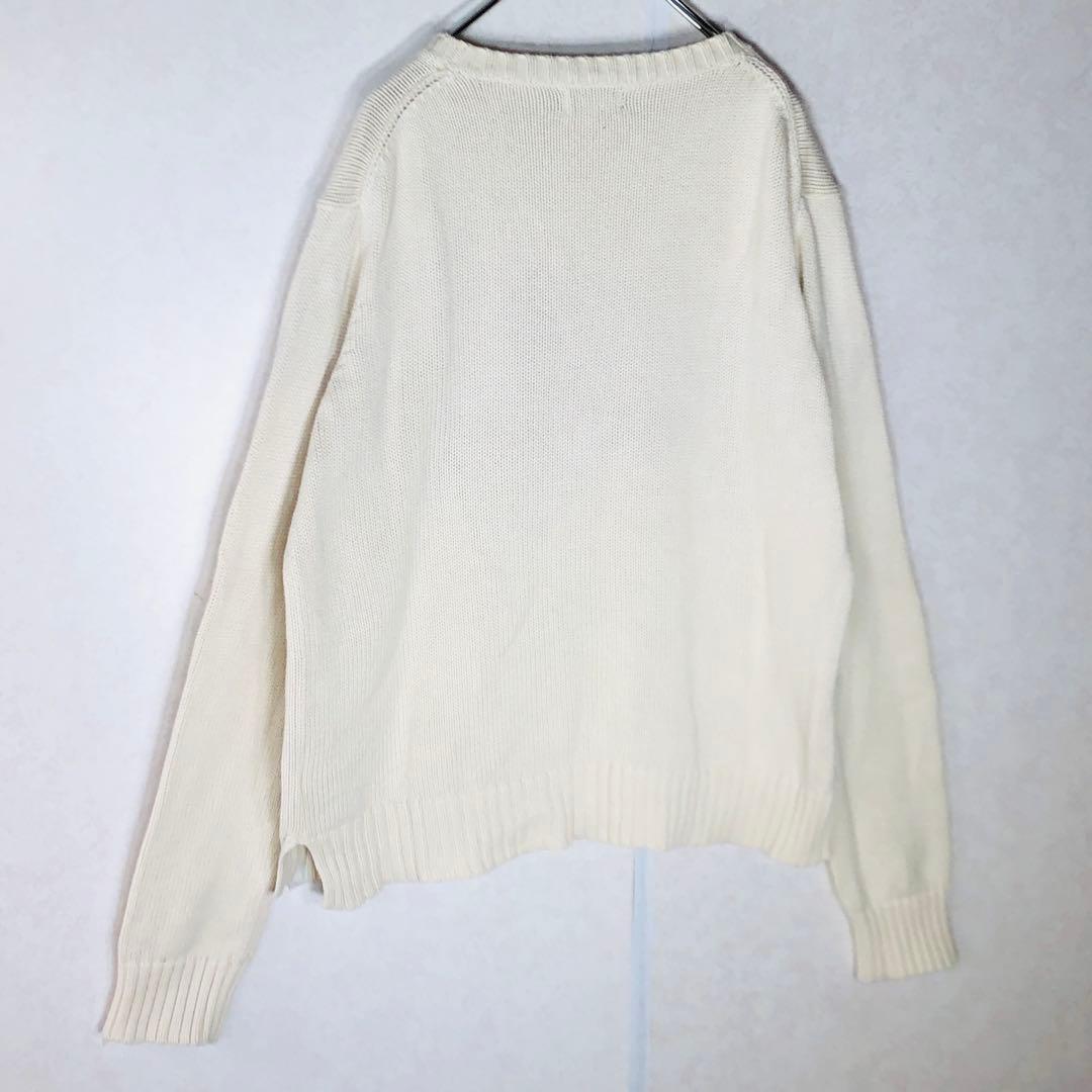 【超大人気】ラルフローレン ポロベア デカロゴ ニット セーター 白 Mサイズ
