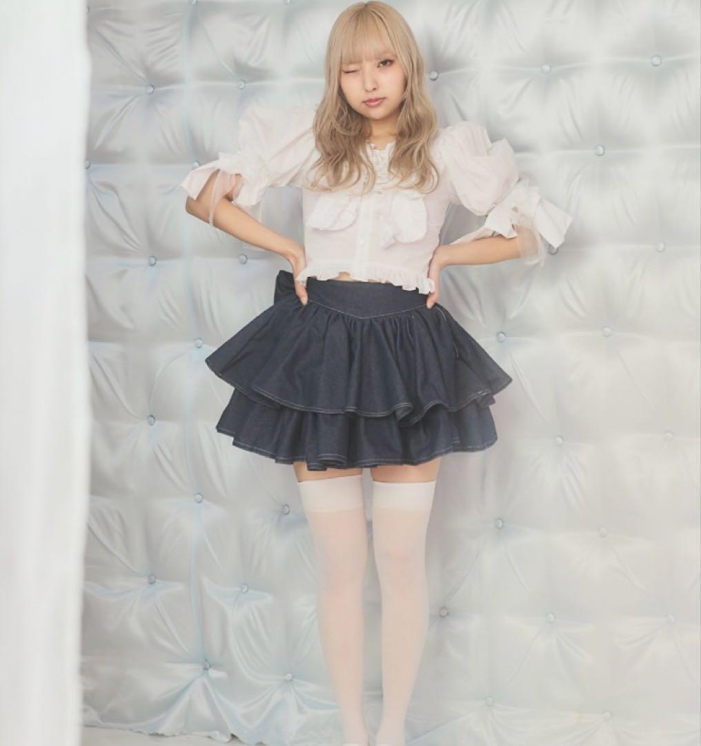 Starry フリルデニムスカート ブラック lilLilly