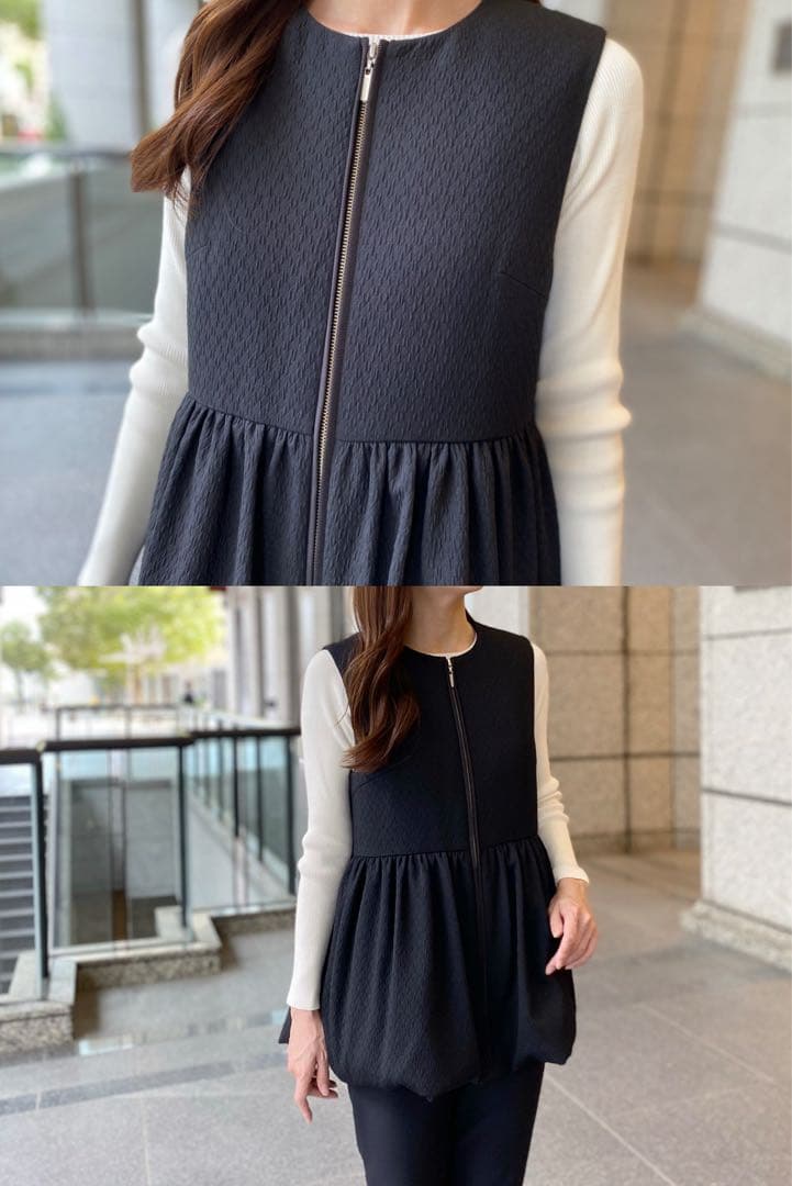 エムプルミエ　クチュール　ダイヤジャガードペプラムダウンベスト