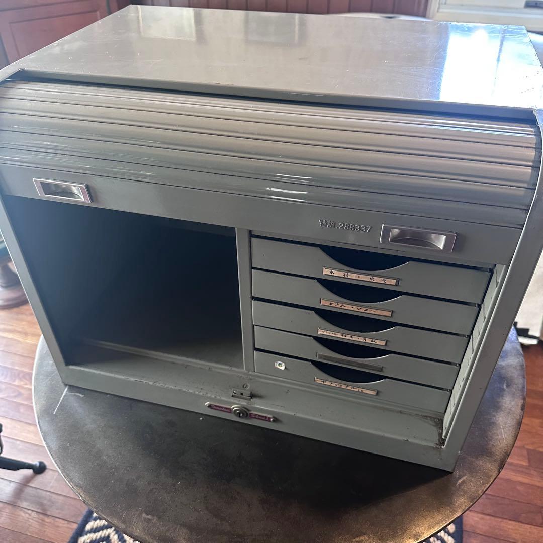 ビンテージ　スチール　シャッターケース　シャッタートレー　トレーキャビネット