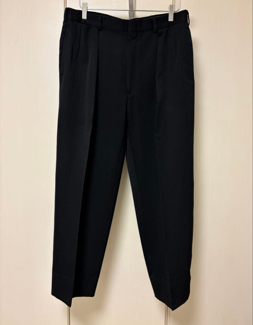 80s ラルフローレン ウールギャバジン 2タック トラウザーズ 黒 34