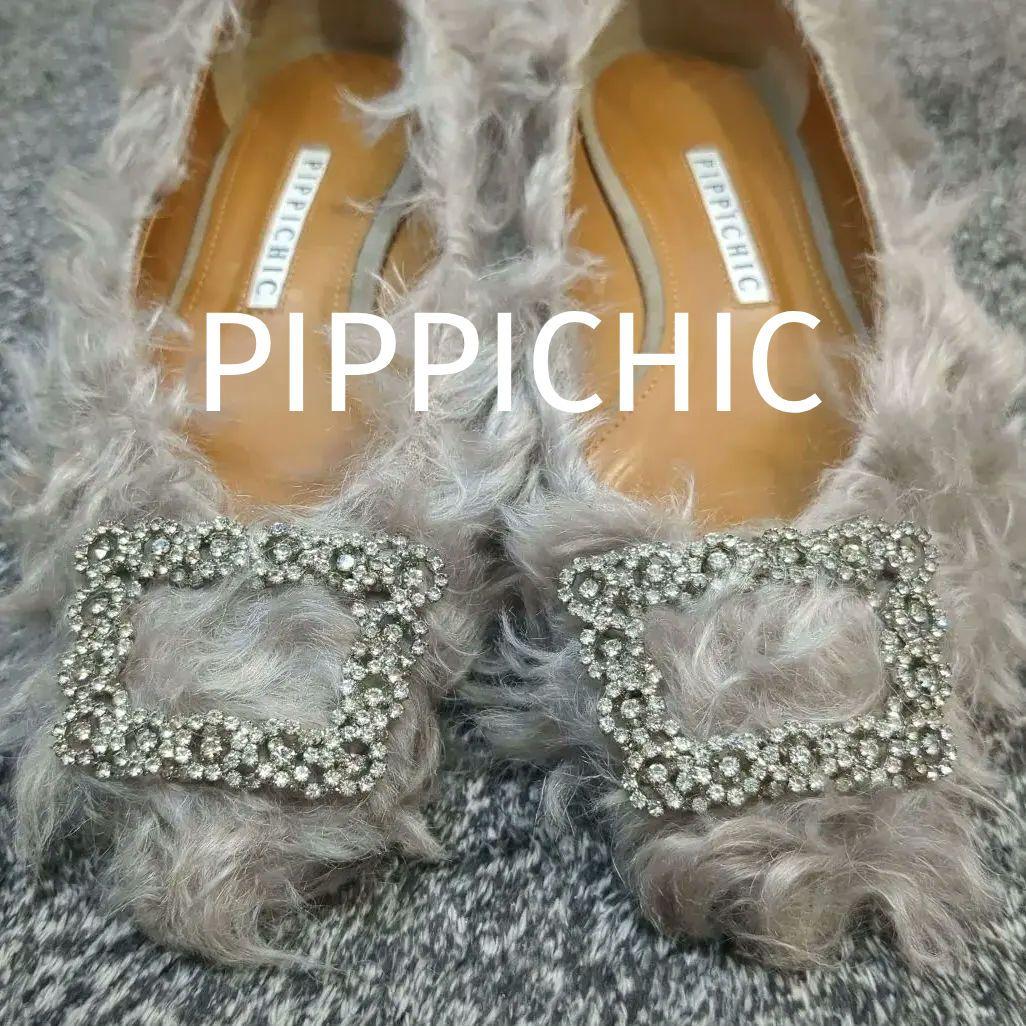 ピッピシック フラットシューズ パンプス ビジュー ファー jewelry