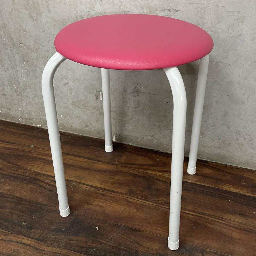 藤沢工業 丸椅子 スツール AC-225 ピンク 10脚 PVCレザー