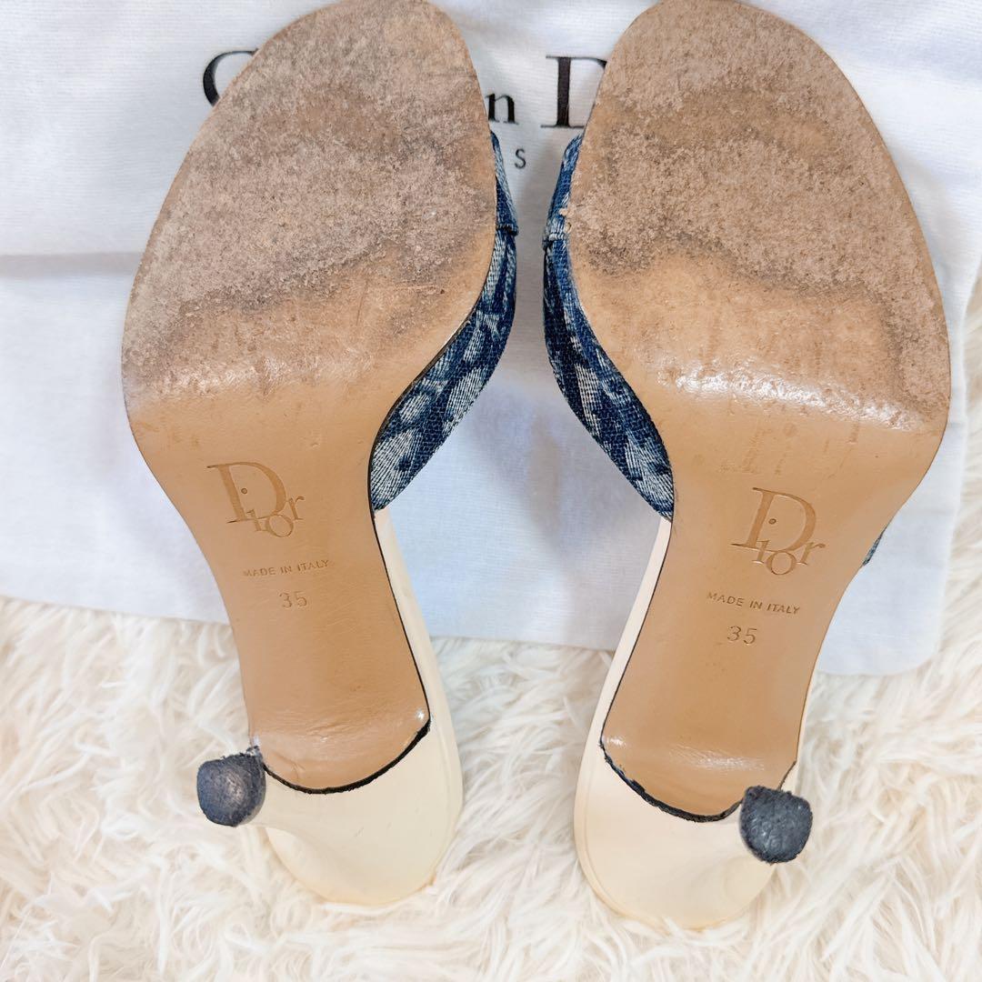 美品 ChristianDior トロッター デニムミュール カデナ 22cm