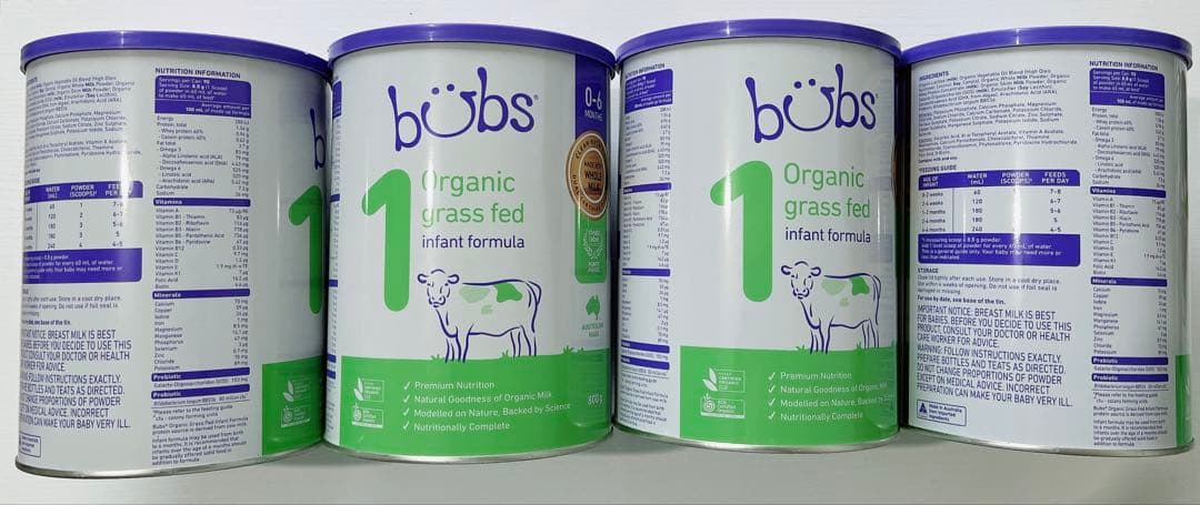 Bubs Organic 1 (0~6 Months ) 800g 4缶セット