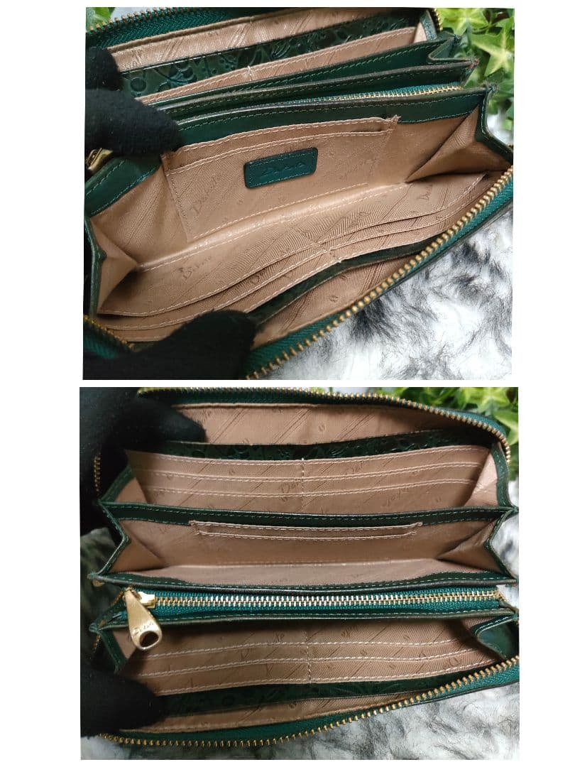 Dakota 長財布 グリーン ラウンド 花柄 ダコタ 財布 緑 総柄 ミモザ革