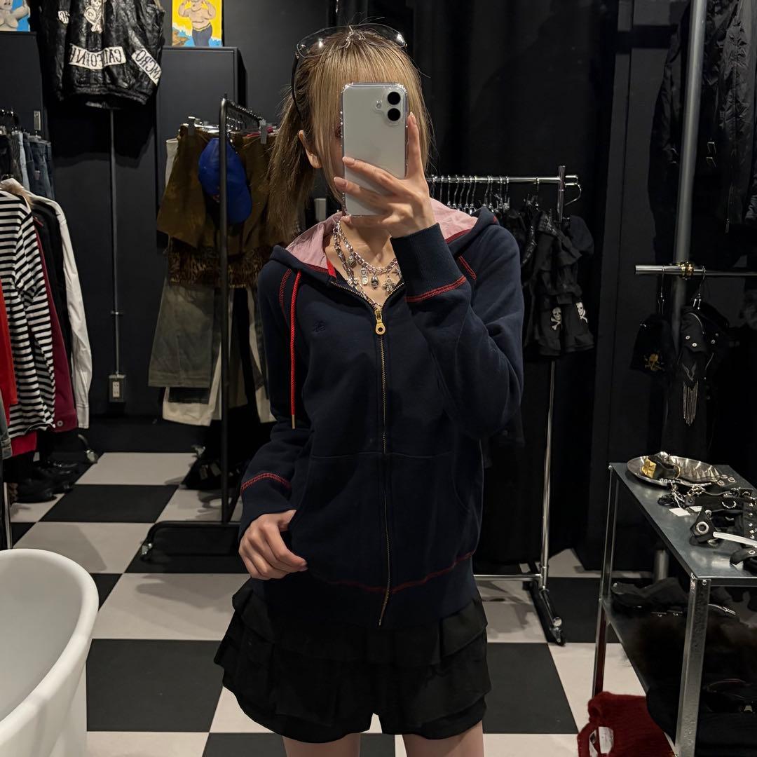 Burberry バーバリー　レア　ジップアップパーカー　ロゴ入り　ネイビー