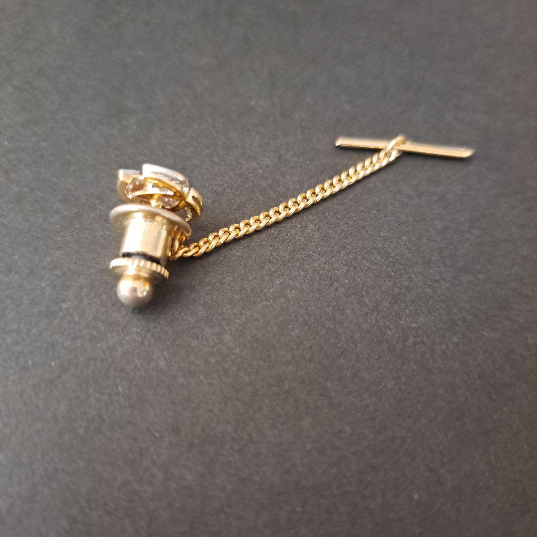 ダブルCロゴ ネクタイピン ブローチ　K18　ダイヤモンド