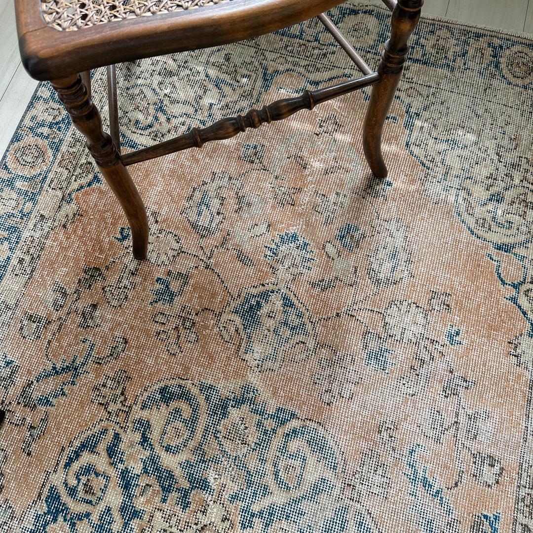 トルコヴィンテージラグ A43 オレンジ キャメル ネイビー ブルー グリーン