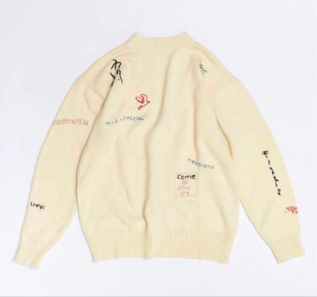 メゾンスペシャル ライフ ワード エンブロイダリー ニット カーディガン