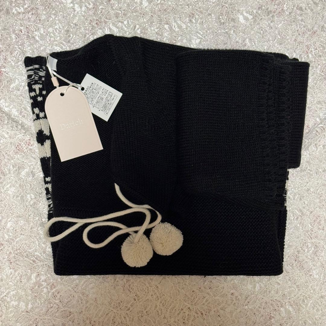 Darich ノルディックパネルニットミニワンピース　FL ブラック