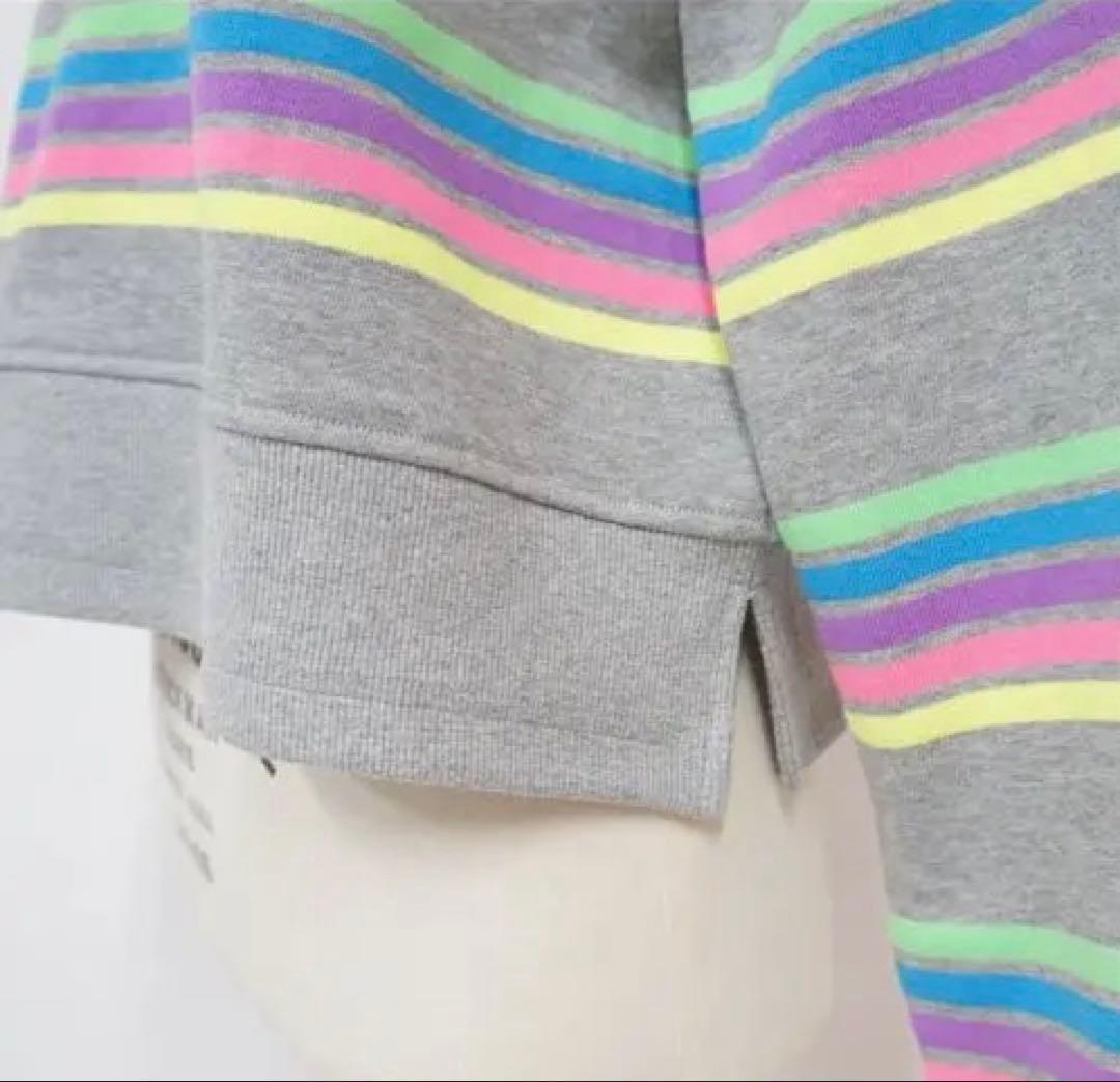 リンカブル カラフルボーダートップス(グレー)